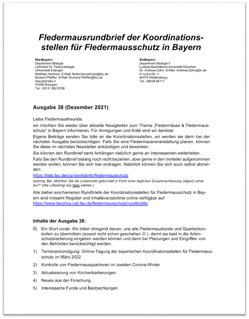 Fledermausrundbrief Nr. 38