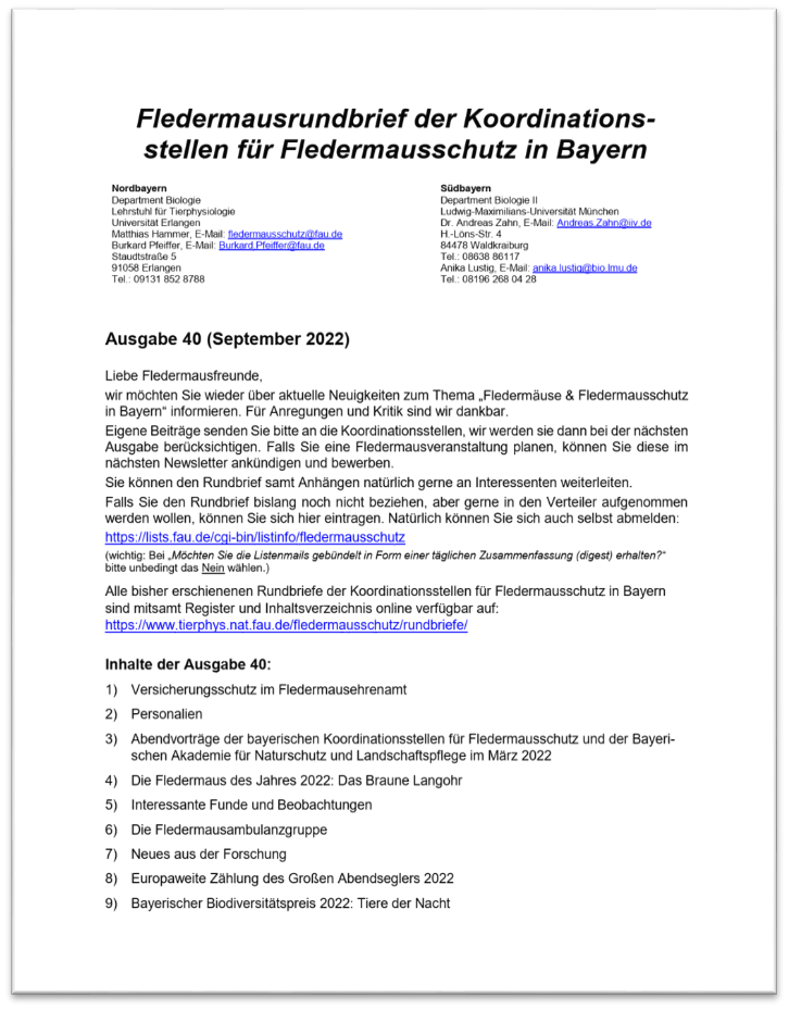 Fledermausrundbrief Nr. 40